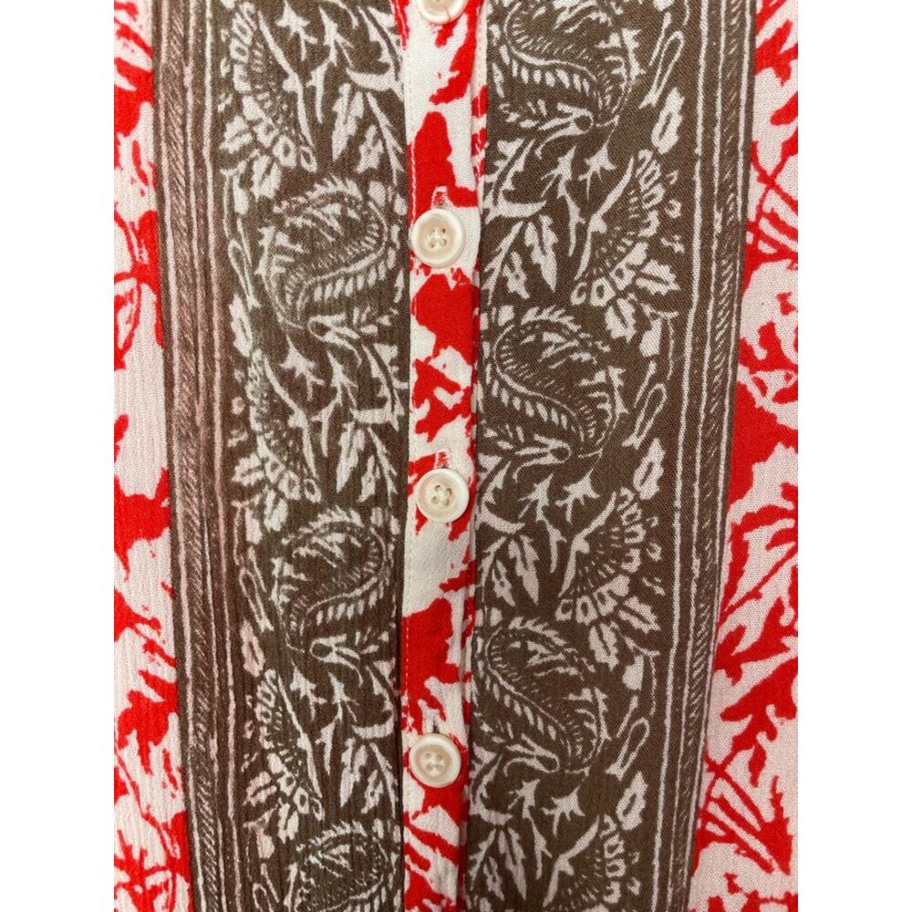 Free People Red & Cream Long-Sleeve Floral Romper M - Picture 8 of 9